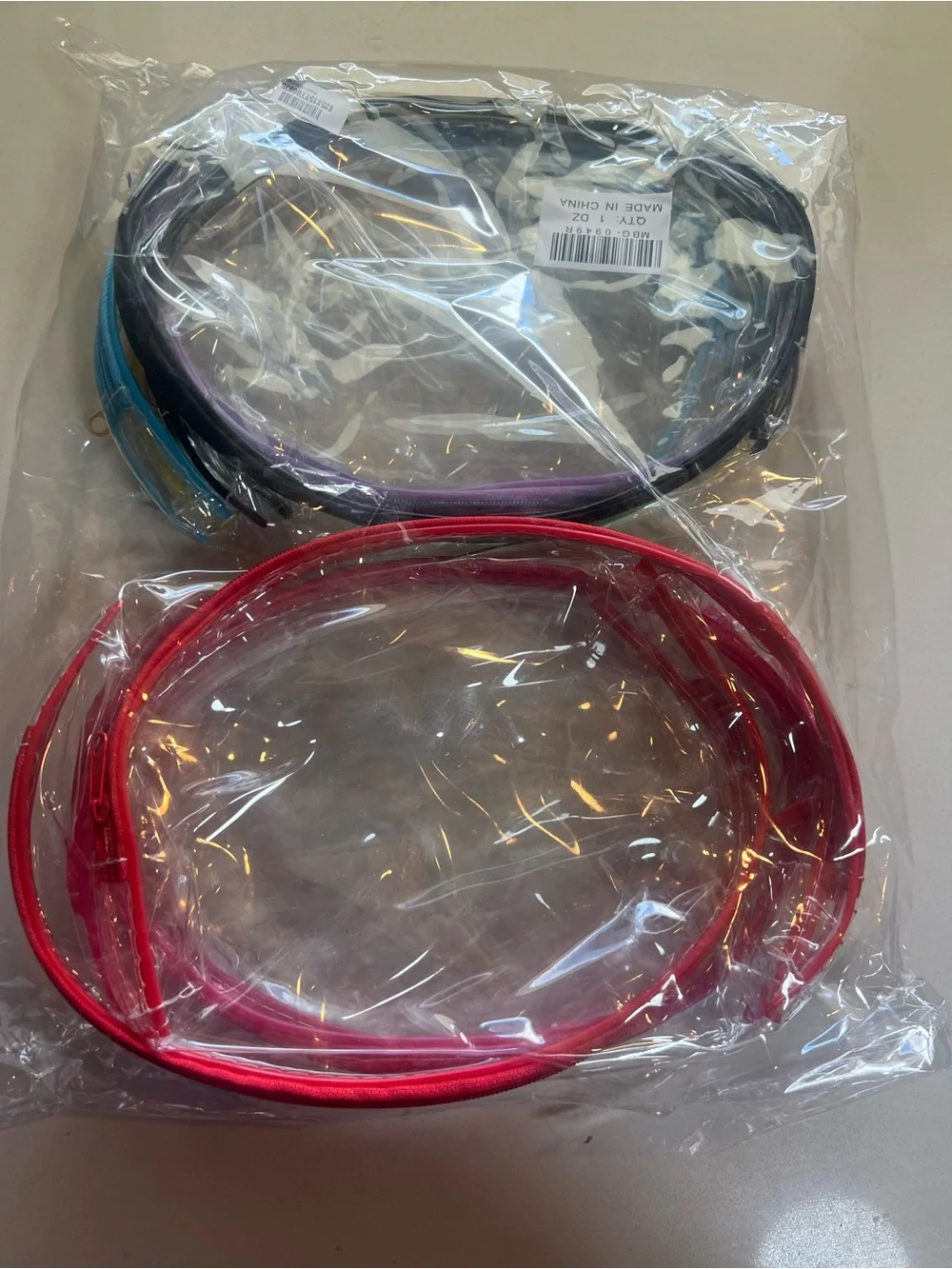 Clear PVC Cosmetic Bag with Color Trim - Multi-Color Set